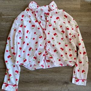 Pink Victoria’s Secret Cherry Print Cotton Sleepwear Shirt Size L
